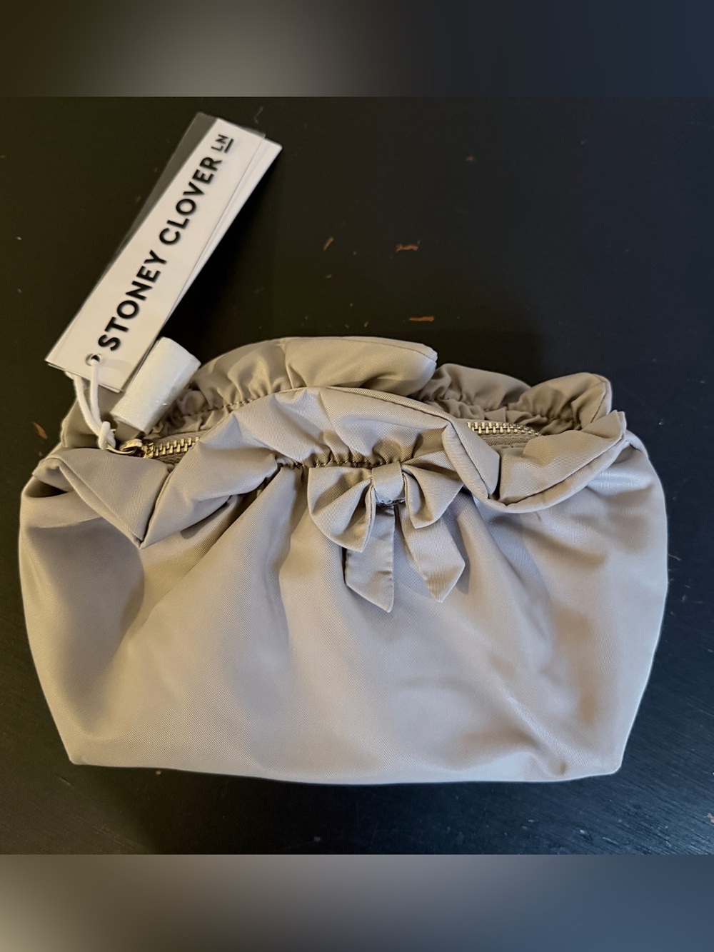 Stoney Clover Lane Bow Pouch in Mist 
NWT